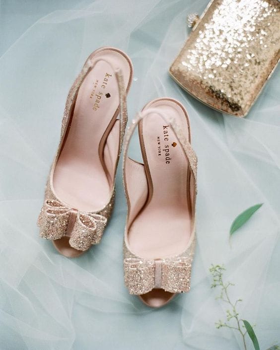 gold glitter kate spade wedding shoes